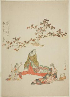 Surimono commemorating the 50th anniversary of the death of the actor Iwai Hanshiro III, c. 1809. Creator: Torii Kiyonaga.