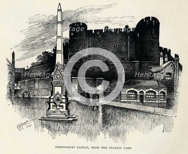 'Shrewsbury Castle, from the station yard', c1893, (1894). Artist: Charles George Harper.