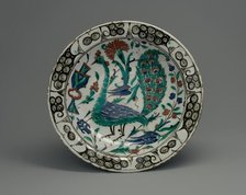 Dish with Peacock Design, Turkey, early 17th century. Creator: Unknown.