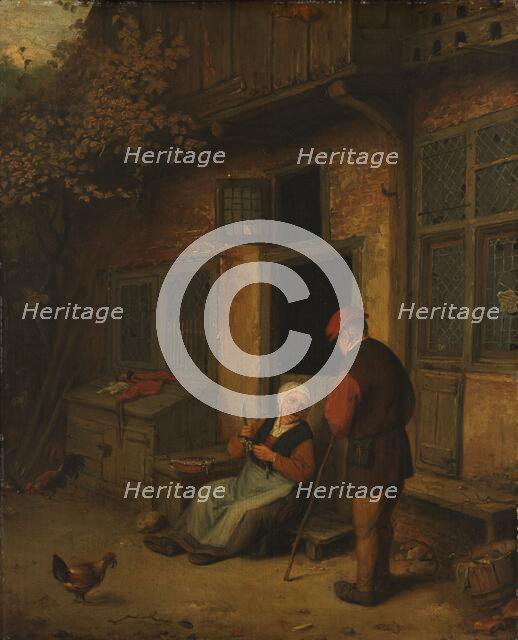 A Woman gutting Herrings in front of her House, 1678. Creator: Unknown.