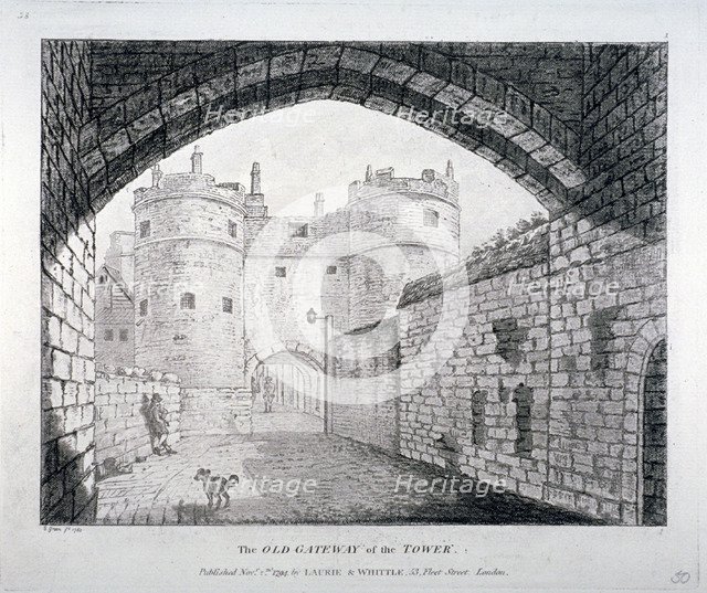 View of the 'old' gateway to the Tower of London, 1794. Artist: Anon