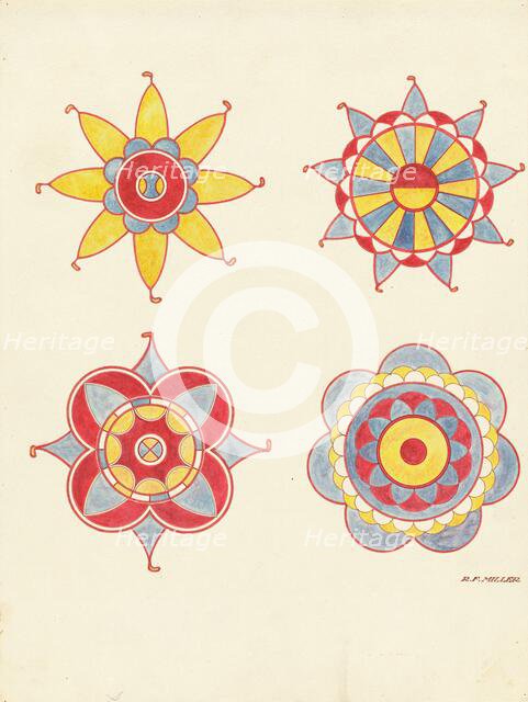 Ceiling Decoration, Detail of (From a Restoration), c. 1940. Creator: Randolph F Miller.