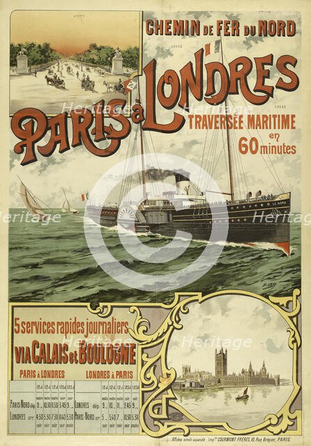 Chemin de fer du Nord. Paris à Londres via Calais, 1890. Creator: Gray (Boulanger), Henri (1858-1924).