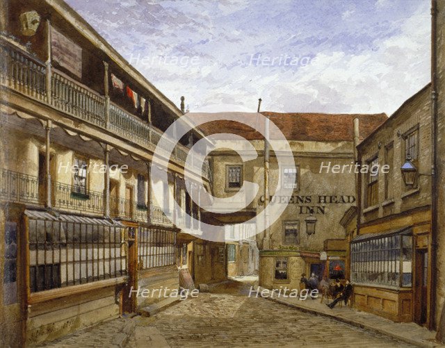 The Queen's Head Inn, Borough High Street, Southwark, London, 1880. Artist: John Crowther