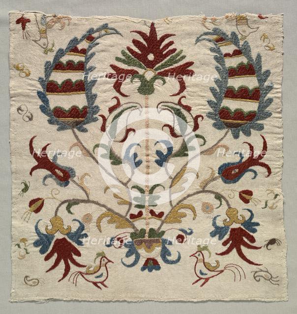Fragment of Pillow Cover or Panel of Bedspread, 1800s. Creator: Unknown.