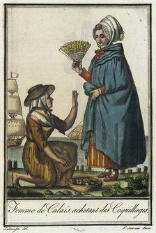 Costumes de Différent Pays, 'Femme de Calais, Achetant des Coquillages', c1797. Creators: Jacques Grasset de Saint-Sauveur, LF Labrousse.