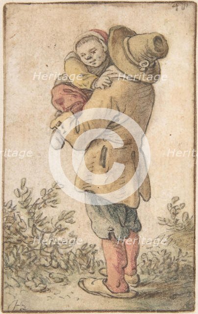 Peasant with Child, 17th century. Creator: Herman Saftleven the Younger.