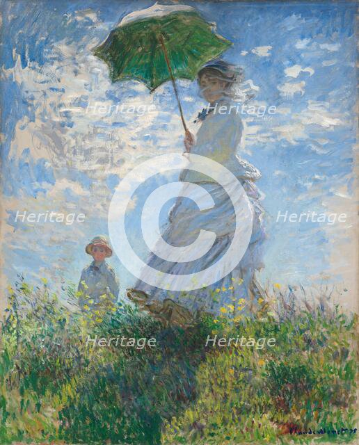 Woman with a Parasol - Madame Monet and Her Son, 1875. Creator: Claude Monet.