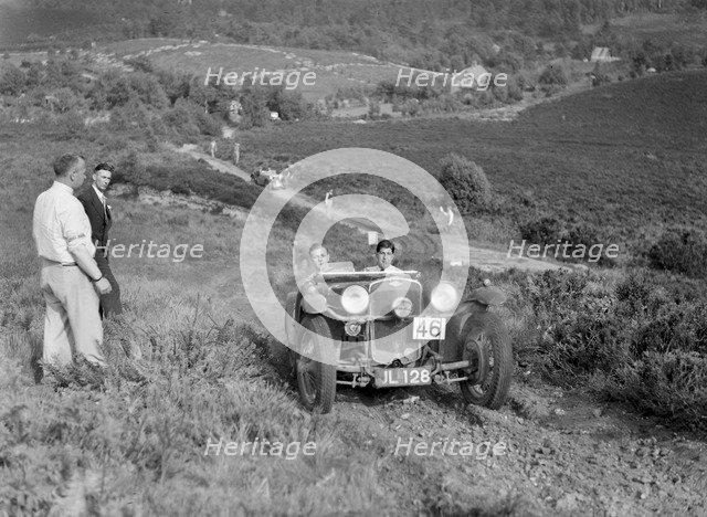 1932 Frazer-Nash TT replica taking part in the NWLMC Lawrence Cup Trial, 1937. Artist: Bill Brunell.