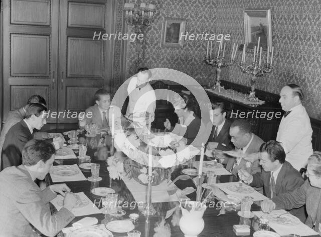 Portrait of Herb Abramson, Sadi Coylin, Benny..., Turkish Embassy, Washington, D.C., 1938. Creator: William Paul Gottlieb.