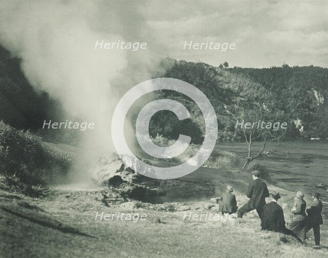The Crows Nest Geyser at play, the spa grounds, Taupo district. From the album: Record..., 1920s. Creator: Harry Moult.