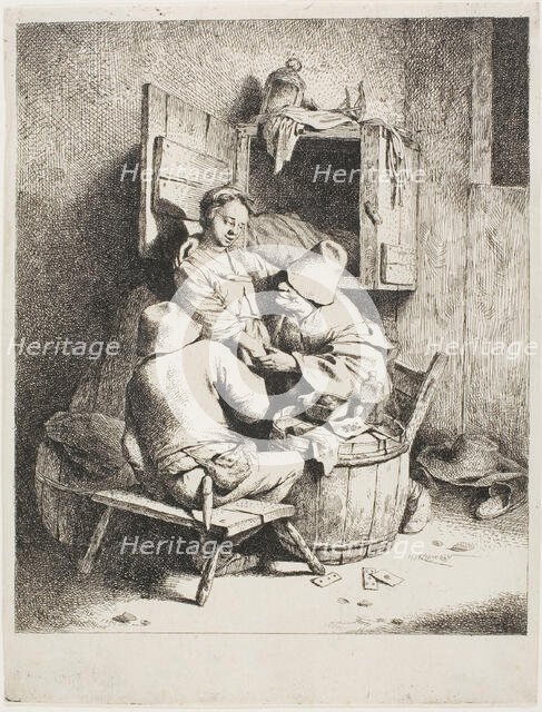 A Man Caressing the Young Hostess, 1660/64. Creator: Cornelis Bega.