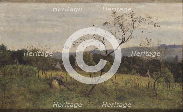 Landscape with a Peasant Woman, 1861. Creator: Corot, Jean-Baptiste Camille (1796-1875).