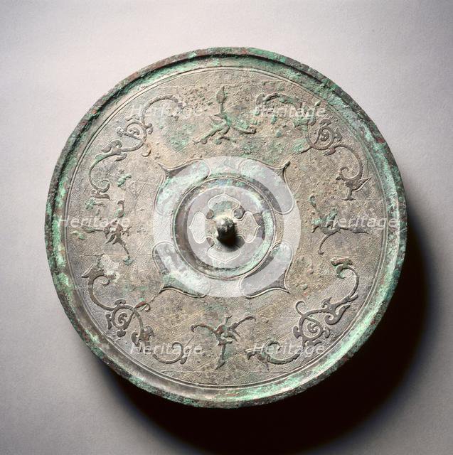 Mirror with Double Quatrefoils, Dragons, and Phoenixes, 3rd century BC. Creator: Unknown.