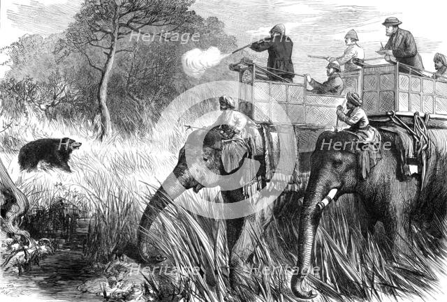 The Prince of Wales in the Terai: Shooting a Bear...1876. Creator: Unknown.