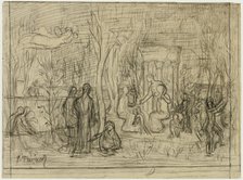 Compositional study for The Sacred Grove, Beloved of the Arts and the Muses, 1883/84. Creator: Pierre Puvis de Chavannes.