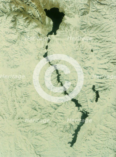 The Himalayas between China and Tibet, seen from aboard the second Space Shuttle flight, 1981. Creator: NASA.