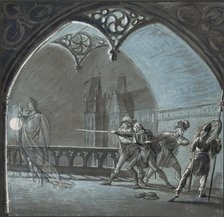 The Ghost of the King Appearing to Hamlet, Horatio and Guards..., 19th century. Creator: Anon.
