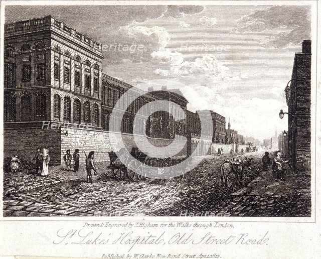 View of St Luke's Hospital, Old Street, Finsbury, London, 1817. Artist: Thomas Higham