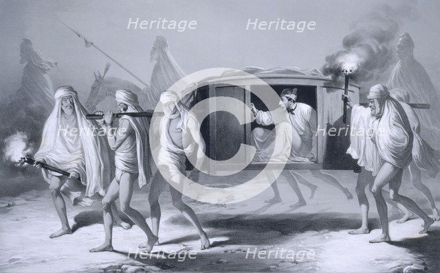 Indian-style post-chaise in the Punjab between Loudiana and Amritsar, 1859. Creator: A. Soltykoff (19th century).