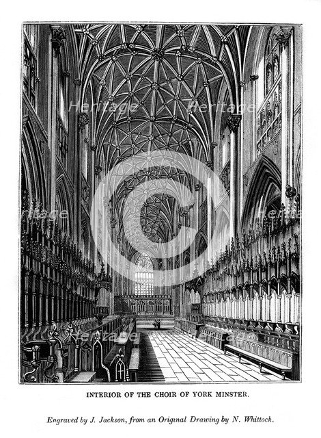Interior of the choir of York Minster, c1830-1860 (1843). Artist: J Jackson
