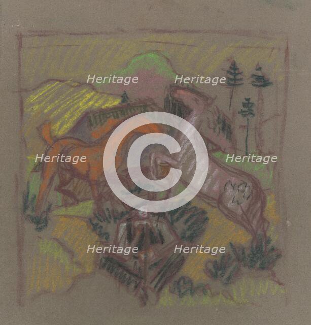 Horses in Pasture, 1940-1944. Creator: Arnold Peter Weisz-Kubincan.