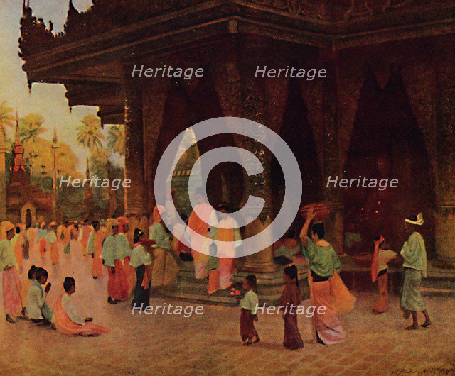 'Worshippers at a Shrine of Gautama', 1913. Artist: James Raeburn Middleton.