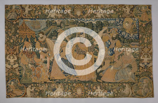 Hanging (Depicting the Story of Esther and King Ahasuerus) (Needlework), France, 1575/1600. Creator: Unknown.