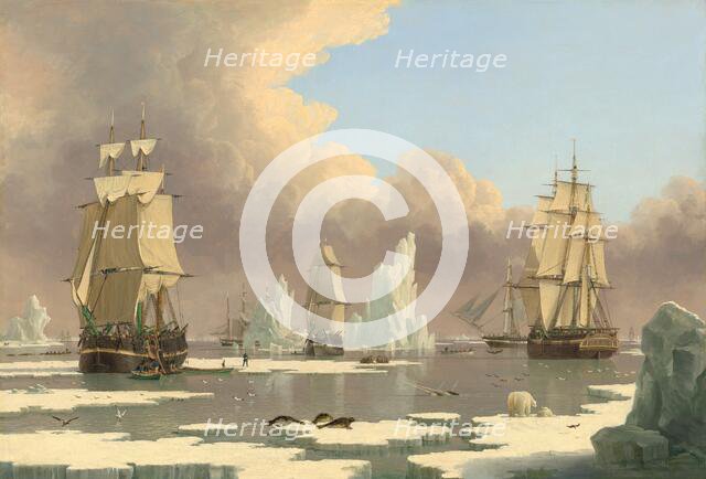 The Northern Whale Fishery: The "Swan" and "Isabella", c. 1840. Creator: John Ward I.