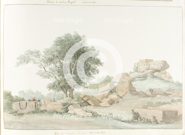 Ruin of Temple of Olympian Zeus in old Agrigento, 1778. Creator: Louis Ducros.