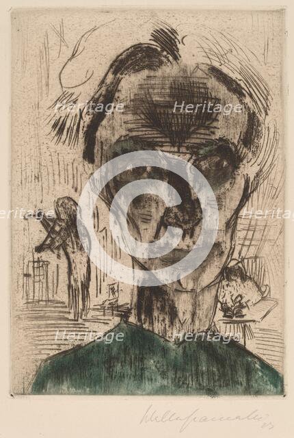 Man in a Room, Self-portrait, 1922-1923. Creator: Walter Gramatté.