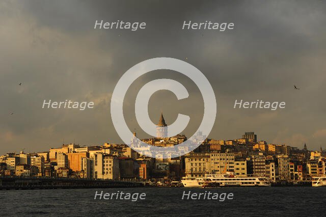 Panoramic district of Beyoglu with Galata Tower, Istanbul, Turkey, 2013.  Creator: LTL.