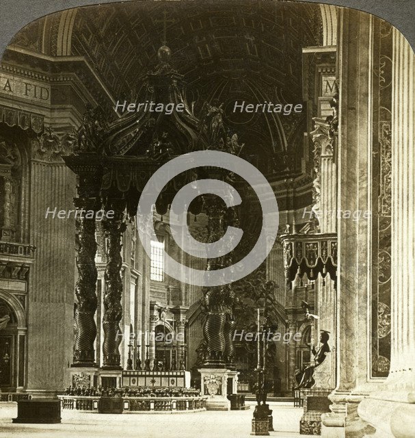 The great altar with its baldachin, St Peter's Basilica, Rome, Italy.Artist: Underwood & Underwood