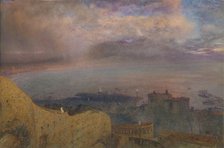 View of the Bay of Naples with Vesuvius, Smoking, in the Distance (Evening), 1871. Creator: Alfred William Hunt.