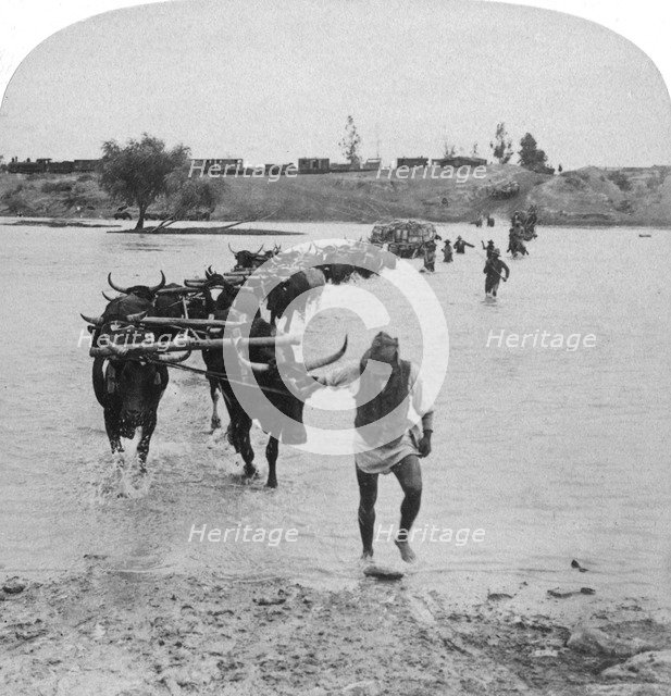 Fording the Modder River, Boer War, South Africa, 15th February 1901.Artist: Underwood & Underwood