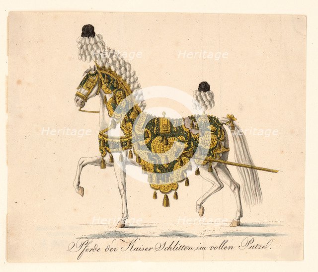 Decorated horse furniture of the Emperor's Ceremonial Horse-Drawn Carriages, 1815. Artist: Anonymous  