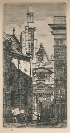 'Saint-Etienne-Du-Mont (5th State, 9 3/4 x 5 1/8 Inches)', 1852, (1927). Artist: Charles Meryon.