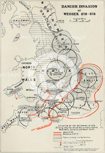 'Danish Invasion of Wessex 876-878', (1935). Artist: Unknown.