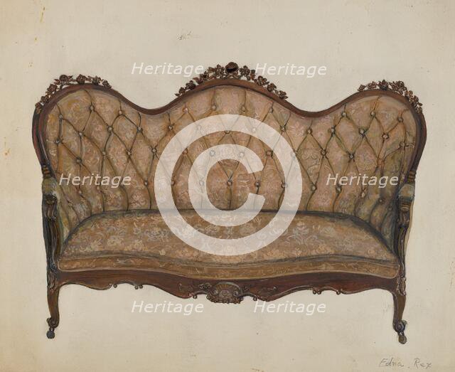 Settee-Sofa, c. 1937. Creator: Edna C. Rex.