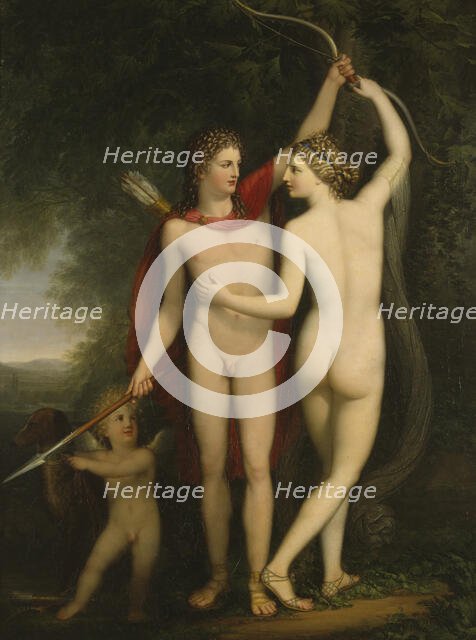 Venus, Adonis and Cupid, late 18th century. Creator: Jonas Akerstrom.