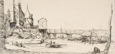 The footbridge temporarily replacing the Pont-au-Change, Paris, after the fire of 1621, af..., 1860. Creator: Charles Meryon.