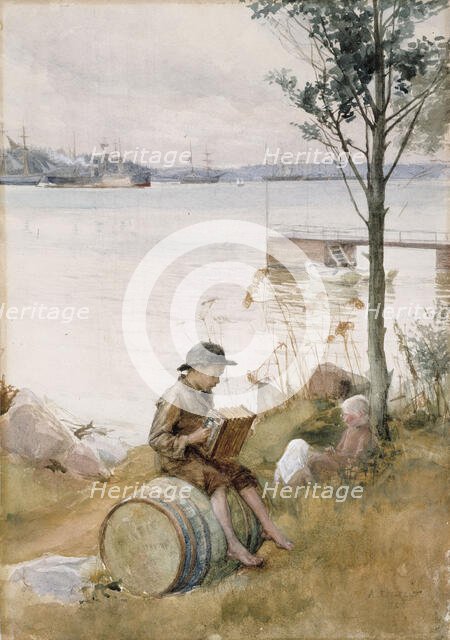 Serenade on the embankment, 1887. Creator: Albert Edelfelt.