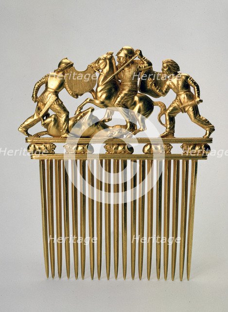 'Comb with a fighting scene', c400 BC. Artist: Unknown