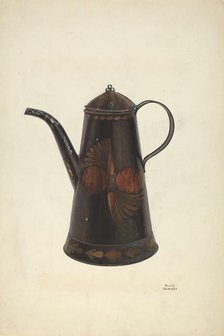 Toleware Tin Teapot, c. 1938. Creator: Beverly Chichester.