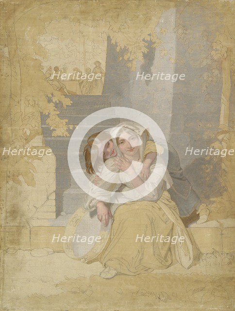 'The tamborine', 1820-1885. Artist: Penry Williams.