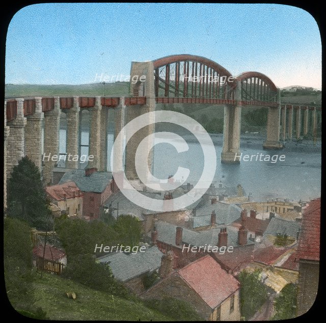 Royal Albert Bridge, Saltash, Cornwall, late 19th or early 20th century. Artist: Church Army Lantern Department