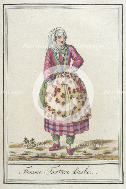 Costumes de Différents Pays, 'Femme Tartare d'Usbec', c1797. Creators: Jacques Grasset de Saint-Sauveur, LF Labrousse.