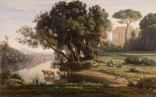 Italian Landscape (Site d'Italie, Soleil Levant), about 1835. Creator: Jean-Baptiste-Camille Corot.