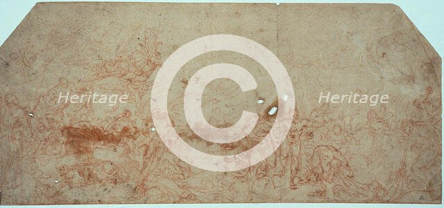 Sketch for the Last Judgment (recto); Head Study (verso), n.d. Creator: Unknown.