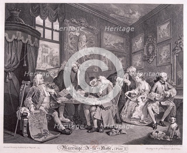 'Marriage a la mode', 1745; plate I. Artist: Gérard Jean-Baptiste Scotin